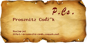 Prosznitz Csák névjegykártya